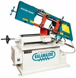 Clausing - 7 x 14" Max Capacity, Manual Step Pulley Horizontal Bandsaw - 59, 96, 155 & 260 SFPM Blade Speed, 110/220 Volts, 45°, 1 hp, 1 Phase - Caliber Tooling