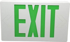 Mule - 1 Face, 5 Watt, White, Polycarbonate, LED, Illuminated Exit Sign - 120/277 VAC, Nickel Cadmium, Universal Mounted, 12 Inch Long x 1-1/2 Inch Wide x 7-1/2 Inch High - Caliber Tooling