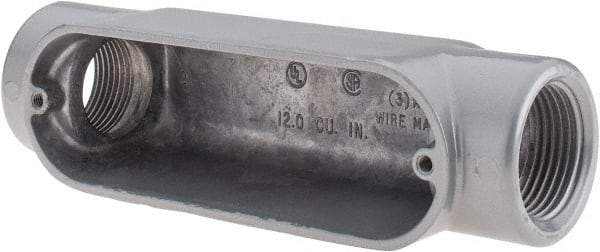 Thomas & Betts - C Body, 1" Trade, IMC, Rigid Aluminum Conduit Body - Oval, 5-15/16" OAL, 11.8 cc Capacity, Gray - Caliber Tooling