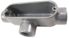 Thomas & Betts - T Body, 2" Trade, IMC, Rigid Aluminum Conduit Body - Oval, 10-3/16" OAL, 69-1/2 cc Capacity, Gray - Caliber Tooling