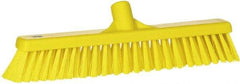 Vikan - 16" Fine Particle Synthetic Push Broom - 2" Bristle Length, Plastic Block, European Threaded Handle Connection - Caliber Tooling