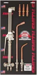 Miller-Smith - 2 Inch Cutting Capacity, 40,125 BTU and HR Max Heating Capacity, 5/64 Inch Welding Capacity, Oxygen and Acetylene Torch Kit - Heavy Duty Combination Torch and Tip Kit - Exact Industrial Supply