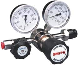 Miller-Smith - 330 CGA Inlet Connection, 100 Max psi, Corrosive Service Gases Welding Regulator - Stainless Steel Diaphragm Valve with 1/4" Swagelok Tube Fitting Thread - Exact Industrial Supply