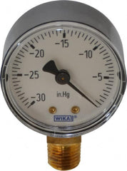 Wika - 2" Dial, 1/4 Thread, 30-0 Scale Range, Pressure Gauge - Lower Connection Mount, Accurate to 3-2-3% of Scale - Caliber Tooling