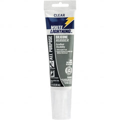 White Lightning - 3 oz Cartridge Clear RTV Silicone Joint Sealant - -80 to 400°F Operating Temp, 30 min Tack Free Dry Time, 24 hr Full Cure Time - Caliber Tooling