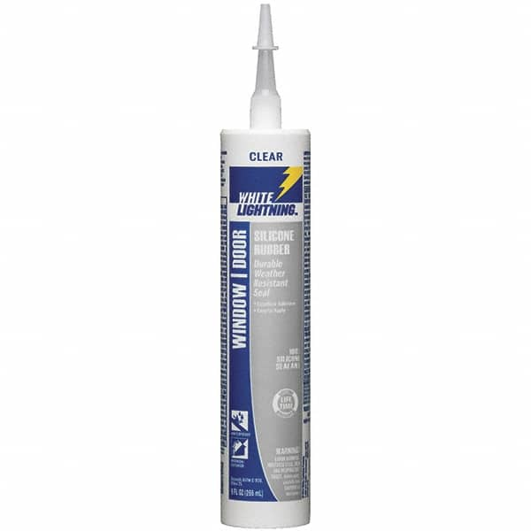 White Lightning - 10 oz Cartridge Clear RTV Silicone Joint Sealant - -80 to 450°F Operating Temp, 30 min Tack Free Dry Time, 24 hr Full Cure Time - Caliber Tooling