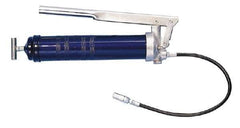 Lincoln - 4,500 Max psi, Flexible Lever Grease Gun - 14-1 & 2 oz (Cartridge) & 16 oz (Bulk) Capacity, 1/8 Thread Outlet, 33 Strokes per oz, Bulk & Cartridge Fill, Includes Coupler - Caliber Tooling