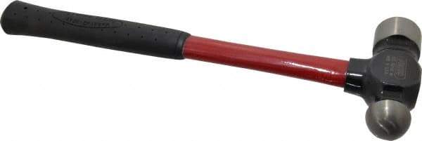 Proto - 2 Lb Head Ball Pein Hammer - Fiberglass Handle, 1-1/4" Face Diam, 15-1/4" OAL, Fiberglass with Cushion Grip - Caliber Tooling