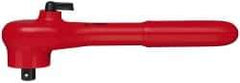 Knipex - 3/8" Drive Square Head Ratchet - Insulated Finish, 7-1/2" OAL, 24 Gear Teeth, Reversible Head - Caliber Tooling