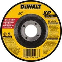 DeWALT - 24 Grit, 6" Wheel Diam, 1/8" Wheel Thickness, 7/8" Arbor Hole, Type 27 Depressed Center Wheel - Zirconia Alumina, Resinoid Bond, 10,100 Max RPM, Compatible with Angle Grinder - Caliber Tooling