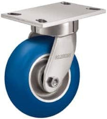 Albion - 6" Diam x 2" Wide x 7-1/4" OAH Top Plate Mount Swivel Caster - Neoprene, 700 Lb Capacity, Precision Sealed Bearing, 4 x 4-1/2" Plate - Caliber Tooling