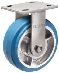 Albion - 6" Diam x 2" Wide x 7-1/4" OAH Top Plate Mount Rigid Caster - Neoprene, 700 Lb Capacity, Roller Bearing, 4 x 4-1/2" Plate - Caliber Tooling