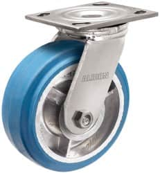 Albion - 6" Diam x 2" Wide x 7-1/4" OAH Top Plate Mount Swivel Caster - Neoprene, 700 Lb Capacity, Roller Bearing, 4 x 4-1/2" Plate - Caliber Tooling