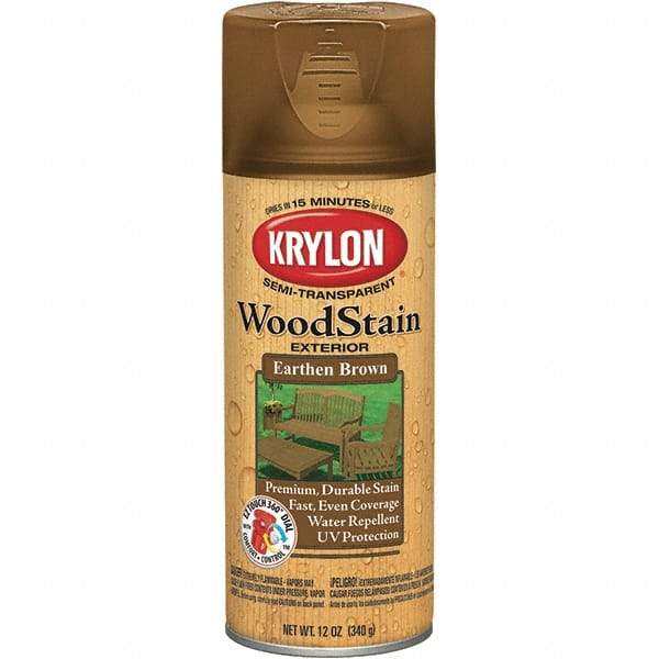 Krylon - 0.5 Qt Aerosol Can Earth Brown Wood Stain - Oil-Based, Semi-Transparent - Caliber Tooling