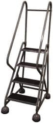 Cotterman - 42" 4 Step MasterStep Rolling Office Ladder - Assembled, 450 Lb Capacity, 36" Platform Height, 26" Base Width x 39" Base Depth, Rubber Matted - Caliber Tooling