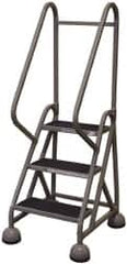 Cotterman - 33" 3 Step MasterStep Rolling Office Ladder - Assembled, 450 Lb Capacity, 27" Platform Height, 25" Base Width x 34" Base Depth, Rubber Matted - Caliber Tooling