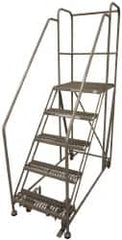 Cotterman - 86" 5 Step Rolling Work Platform - Assembled, 800 Lb Capacity, 50" Platform Height, 28" Base Width x 58" Base Depth, Serrated Steel - Caliber Tooling