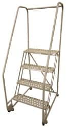 Cotterman - 60" 3 Step TiltNRoll Rolling Ladder - Assembled, 450 Lb Capacity, 30" Platform Height, 28" Base Width x 31" Base Depth, Perforated Tread - Caliber Tooling