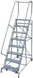 Cotterman - 110" 8 Step Rolling Warehouse Ladder - Assembled, 450 Lb Capacity, 80" Platform Height, 32" Base Width x 61" Base Depth, Perforated Tread - Caliber Tooling