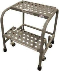 Cotterman - 20" 2 Step Rolling Warehouse Ladder - Assembled, 450 Lb Capacity, 20" Platform Height, 26" Base Width x 18" Base Depth, Perforated Tread - Caliber Tooling