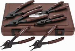 Paramount - 6 Piece, 3/8 to 1-3/4" Bore, 1/8 to 1-7/16" Shaft, Internal/External Retaining Ring Pliers Set - 0.038 to 0.07" Tip Diam Range - Caliber Tooling