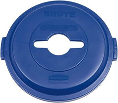 Rubbermaid - Round Lid for Use with 32 Gal Round Recycle Containers - Blue, Plastic, For 2632 Brute Trash Cans - Caliber Tooling