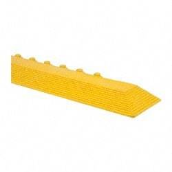 Wearwell - 39" Long x 3" Wide x 5/8" Thick, Anti-Fatigue Modular Matting Ramp Edge - Male, Yellow, For Dry & Wet Areas, Series 572 - Caliber Tooling