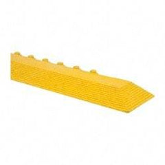 Wearwell - 39" Long x 3" Wide x 5/8" Thick, Anti-Fatigue Modular Matting Ramp Edge - Male, Yellow, For Dry & Wet Areas, Series 572 - Caliber Tooling