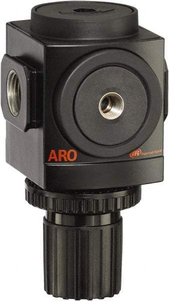 ARO/Ingersoll-Rand - 3/8 NPT Port, 179 CFM, Aluminum Standard Regulator - 0 to 140 psi Range, 250 Max psi Supply Pressure, 1/8" Gauge Port Thread, 3.15" Wide x 5.472" High - Caliber Tooling