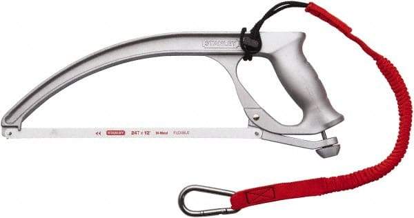 Stanley - 12" Tethered Hacksaw - 4" Throat Depth, Aluminum Handle, Ergonomically Designed D-Style Handle - Caliber Tooling