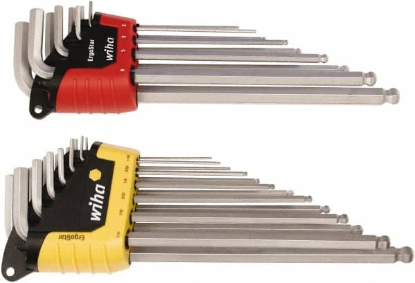 Wiha - 22 Piece L-Key Ball End Hex Key Set - Hex Range 0.05 to 3/8" - Caliber Tooling