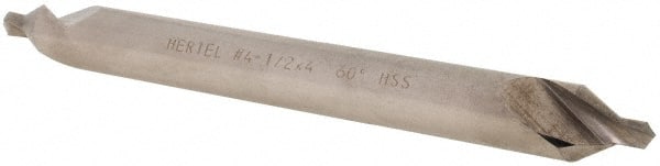 Hertel - #4-1/2 Plain Cut 60° Incl Angle High Speed Steel Combo Drill & Countersink - Caliber Tooling