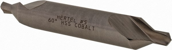 Hertel - #5 Plain Cut 60° Incl Angle Cobalt Combo Drill & Countersink - Caliber Tooling