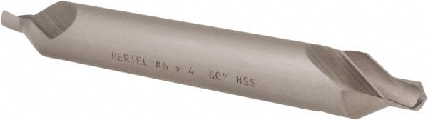 Hertel - #6 Plain Cut 60° Incl Angle High Speed Steel Combo Drill & Countersink - Caliber Tooling