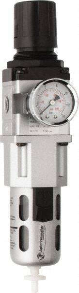 PRO-SOURCE - 3/8" NPT Port Intermediate 1 Piece Filter/Regulator FRL Unit - Polycarbonate Bowl, 77 SCFM, 145 Max psi, 8.66" High, Automatic Drain - Caliber Tooling