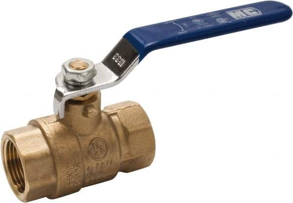 Midwest Control - 1/4" Pipe, Full Port, Brass Full Port Ball Valve - 2 Piece, FNPT x FNPT Ends, Vinyl Coated Metal Handle, 600 WOG, 150 WSP - Caliber Tooling