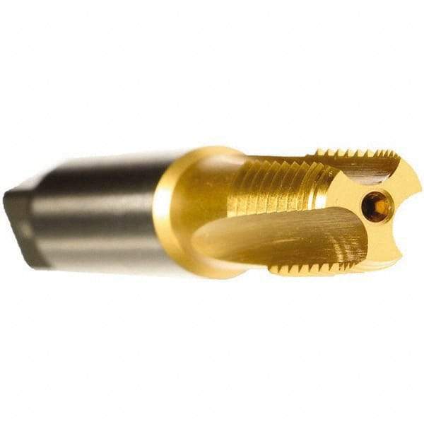 Emuge - TiN Coated, Cobalt, Interrupted Thread Pipe Tap - 3.543 Inch Overall Length, 0.69 Inch Thread Length, 0.23 Inch Square Size, Series KEG - Exact Industrial Supply