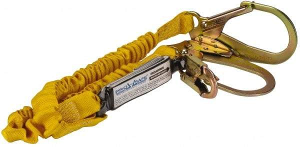 PRO-SAFE - 6' Long, 350 Lb Capacity, 2 Leg Locking Snap Hook Harness Shock Absorbing Lanyard - Polyester Webbing, Locking Rebar Snap Hook Anchorage Connection - Caliber Tooling