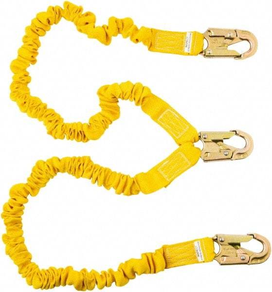 PRO-SAFE - 6' Long, 350 Lb Capacity, 2 Leg Locking Snap Hook Harness Shock Absorbing Lanyard - Polyester Webbing, Locking Snap Hook Anchorage Connection - Caliber Tooling