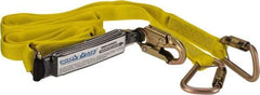 PRO-SAFE - 6' Long, 350 Lb Capacity, 2 Leg Locking Snap Hook Harness Shock Absorbing Lanyard - Polyester Webbing, Locking Snap Hook Anchorage Connection - Caliber Tooling