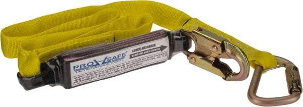 PRO-SAFE - 6' Long, 350 Lb Capacity, 1 Leg Locking Snap Hook Harness Shock Absorbing Lanyard - Polyester Webbing, Locking Snap Hook Anchorage Connection - Caliber Tooling