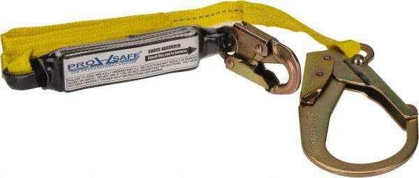 PRO-SAFE - 6' Long, 350 Lb Capacity, 1 Leg Locking Snap Hook Harness Shock Absorbing Lanyard - Polyester Webbing, Locking Rebar Snap Hook Anchorage Connection - Caliber Tooling