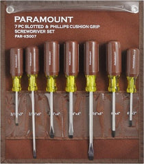 Paramount - 7 Piece Phillips & Slotted Screwdriver Set - Bit Sizes: Philips #0 to #4 - Caliber Tooling