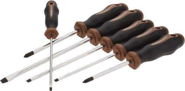 Paramount - 6 Piece Slotted & Phillips Screwdriver Set - Bit Sizes: Philips #1 & #2 - Caliber Tooling