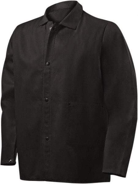 Steiner - Size 2XL Welding & Flame Resistant/Retardant Jacket - Black, Cotton, Snaps Closure, 56 to 58" Chest - Caliber Tooling