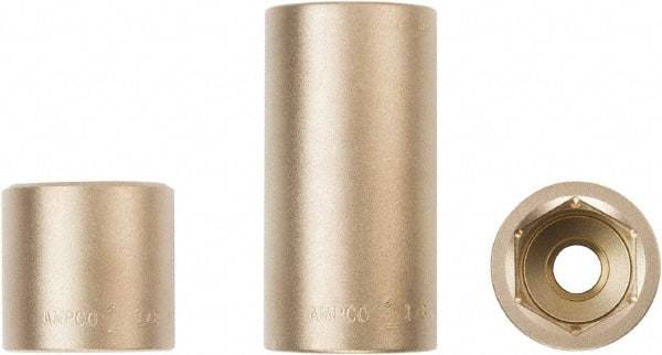 Ampco - 1/2" Drive, Standard Hand Socket - 6 Points, 1-5/8" OAL, Aluminum Bronze - Caliber Tooling