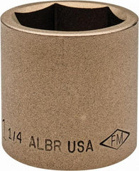 Ampco - 1-1/4", 1/2" Drive, Standard Hand Socket - 6 Points, 1-5/8" OAL, Aluminum Bronze - Caliber Tooling