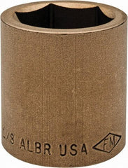 Ampco - 1-1/8", 1/2" Drive, Standard Hand Socket - 6 Points, 1-5/8" OAL, Aluminum Bronze - Caliber Tooling