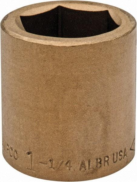 Ampco - 1-1/4", 3/4" Drive, Standard Hand Socket - 6 Points, 2" OAL, Aluminum Bronze - Caliber Tooling