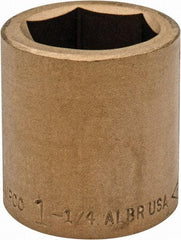 Ampco - 1-1/4", 3/4" Drive, Standard Hand Socket - 6 Points, 2" OAL, Aluminum Bronze - Caliber Tooling